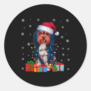 Havanese Dog Ugly Xmas Lights Santa Havanese Dog C Classic Round Sticker