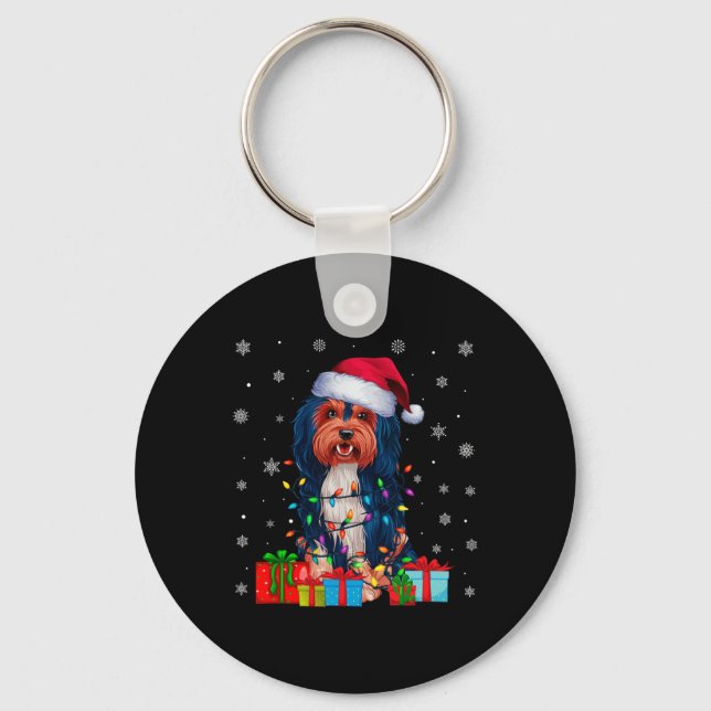 Havanese Dog Ugly Xmas Lights Santa Havanese Dog C Key Ring (Front)