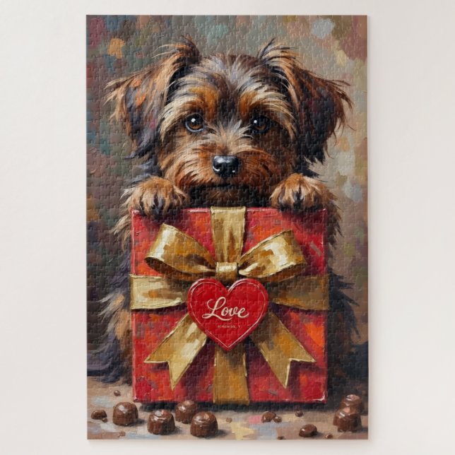 Havanese Dog Valentine's Day Box of Chocolates Jigsaw Puzzle (Vertical)