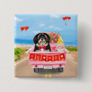 Havanese Dog Valentine's Day Truck 15 Cm Square Badge