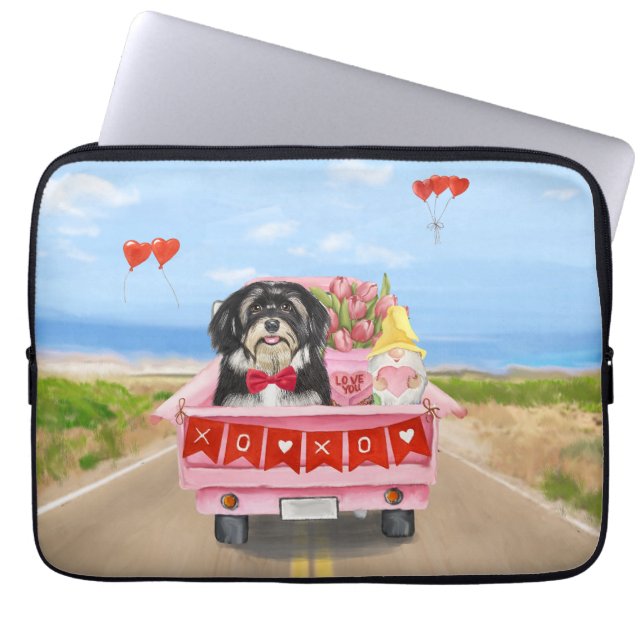 Havanese Dog Valentine's Day Truck Laptop Sleeve (Front)