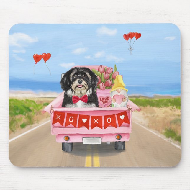 Havanese Dog Valentine's Day Truck Mouse Pad (Front)