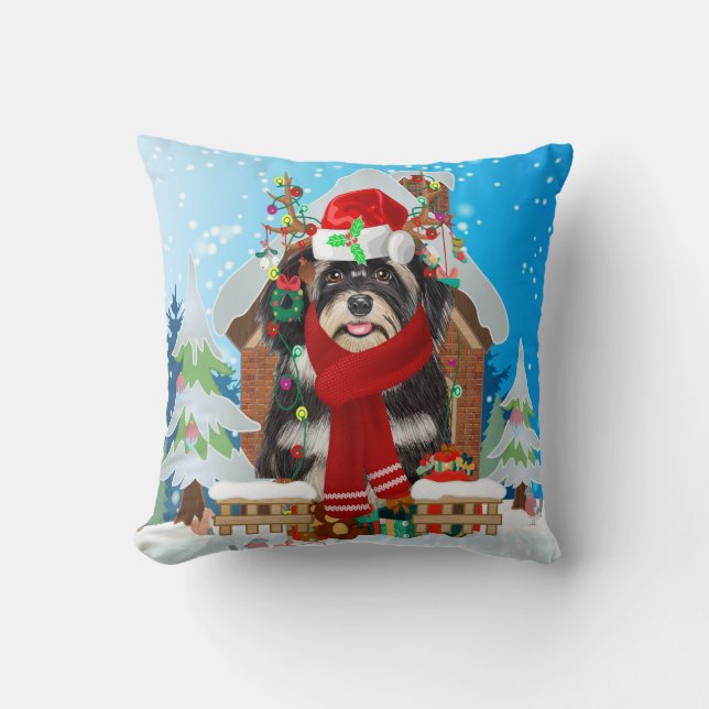 Havanese dog with Christmas gifts Cushion (Front)