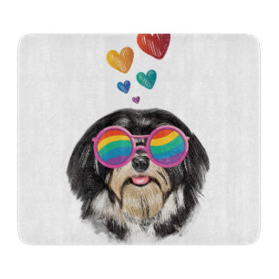 Havanese Dog with Hearts Valentine's Day Cutting Board