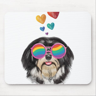 Havanese Dog with Hearts Valentine's Day  Mouse Pad