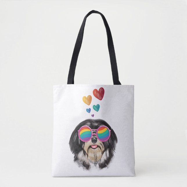 Havanese Dog with Hearts Valentine's Day  Tote Bag (Front)