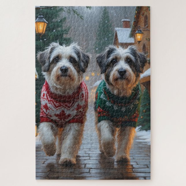 Havanese Dogs Christmas Snow Holiday  Jigsaw Puzzle (Vertical)