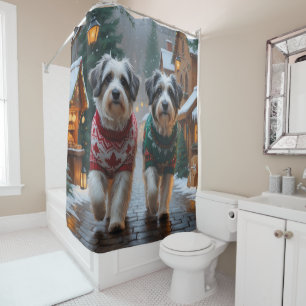 Havanese Dogs Christmas Snow Holiday  Shower Curtain