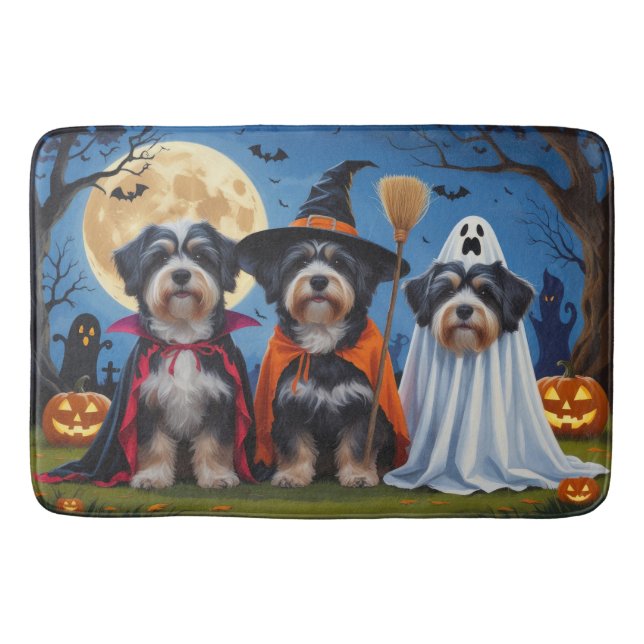 Havanese Dogs Pumpkin Halloween Funny  Bath Mat (Front)
