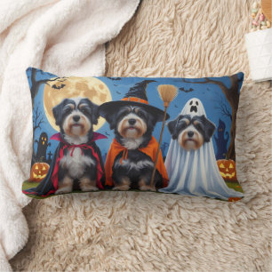 Havanese Dogs Pumpkin Halloween Funny Lumbar Cushion