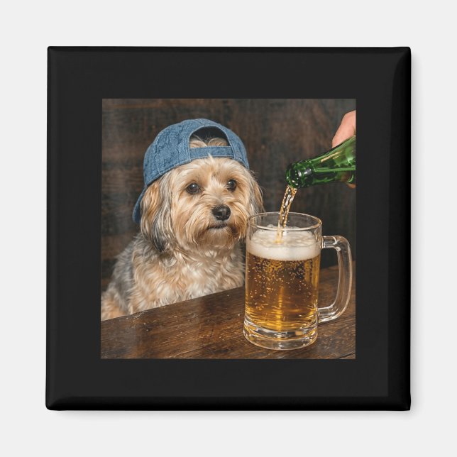 Havanese Drinking Beer Funny Havanese Dog Meme Magnet (Front)
