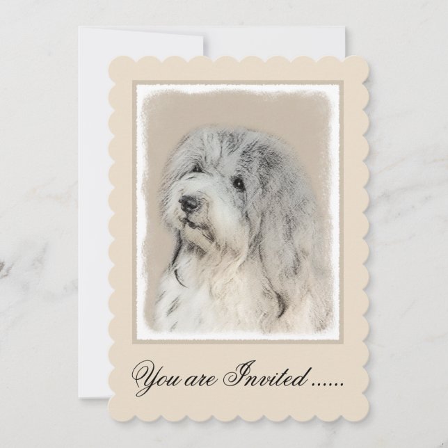 Havanese (Gold Sable) Painting - Original Dog Art Invitation (Front)