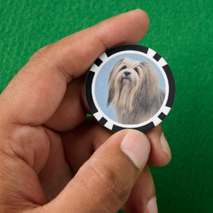 Havanese (Gold Sable) Painting - Original Dog Art Poker Chips