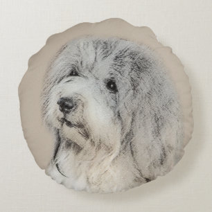 Havanese (Gold Sable) Painting - Original Dog Art Round Cushion