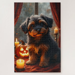 Havanese Gothic Halloween Portrait Art Jigsaw Puzzle
