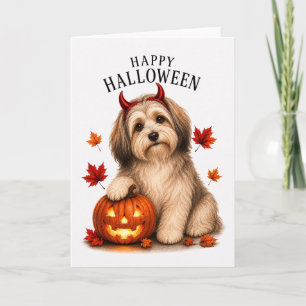 Havanese Halloween Devil Dog Card