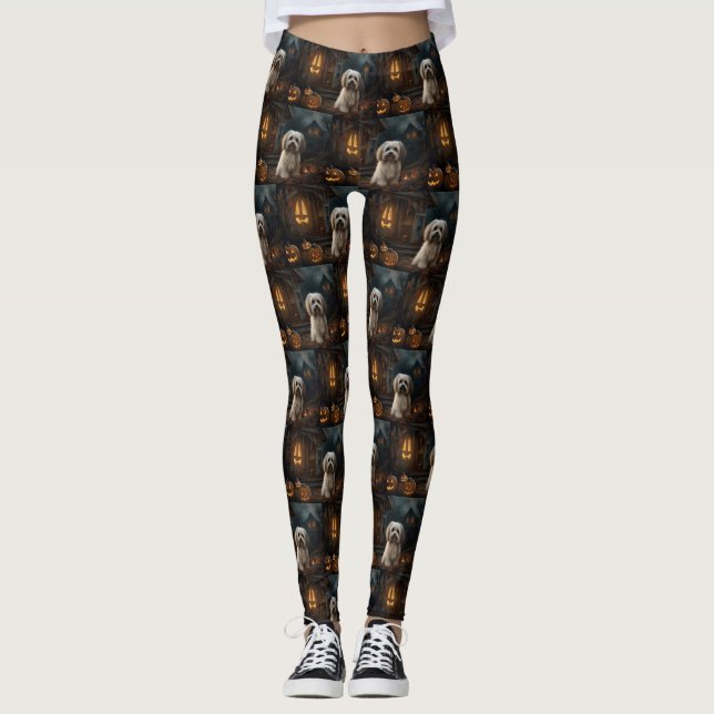 Havanese Halloween Scary Leggings (Front)