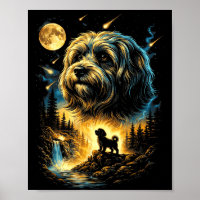 Havanese howling to the moon vintage 90s funny dog