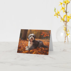Havanese in Autumn Leaves Fall Inspire  Card