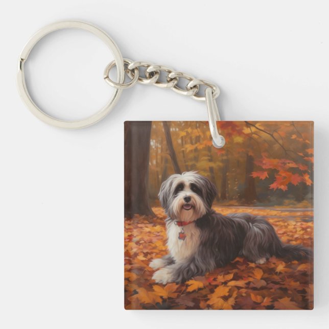 Havanese in Autumn Leaves Fall Inspire  Key Ring (Front)