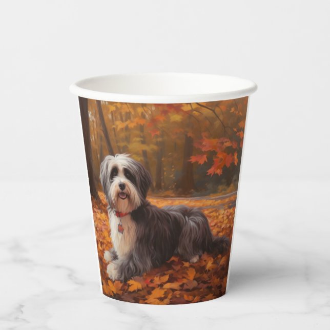 Havanese in Autumn Leaves Fall Inspire  Paper Cups (Front)