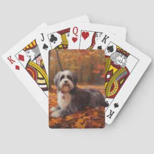 Havanese in Autumn Leaves Fall Inspire  Playing Cards