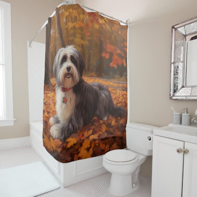 Havanese in Autumn Leaves Fall Inspire  Shower Curtain (In Situ)