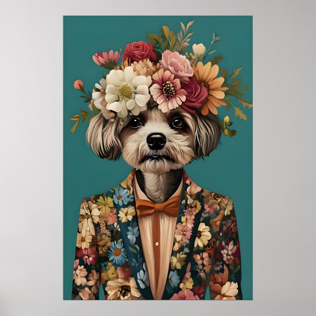 Havanese In Suit Poster, Havanese Portrait Poster (Front)