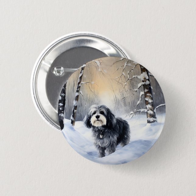 Havanese Let It Snow Christmas 6 Cm Round Badge (Front & Back)