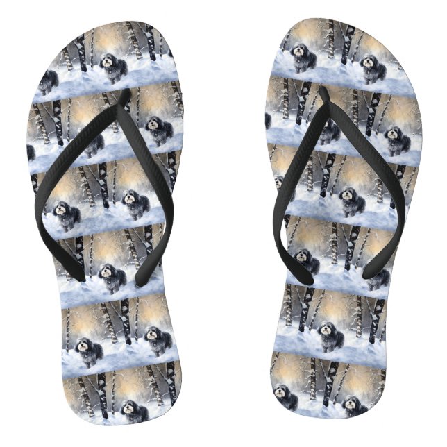 Havanese Let It Snow Christmas Jandals (Footbed)
