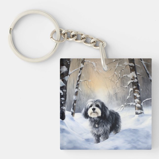Havanese Let It Snow Christmas Key Ring (Front)
