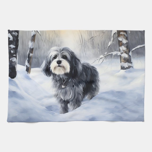 Havanese Let It Snow Christmas Tea Towel (Horizontal)