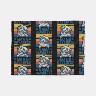 Havanese Mama Mother Retro Gifts Dog Mom  Fleece Blanket
