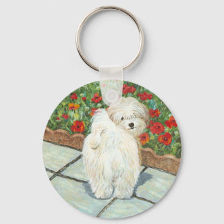 Havanese n Poppies Art Print Gifts & Cards Key Ring