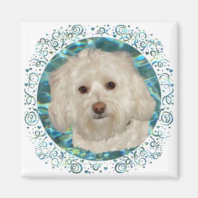 Havanese on Turquoise Water Magnet (Front)