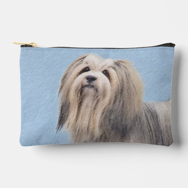Havanese Painting Silver Cute Original Pet Dog Art Accessory Pouch (Front)