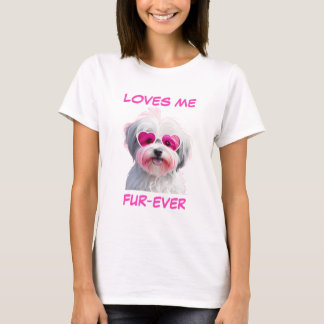 Havanese Pink Heart Heart-Shaped Sunglasses T-Shirt