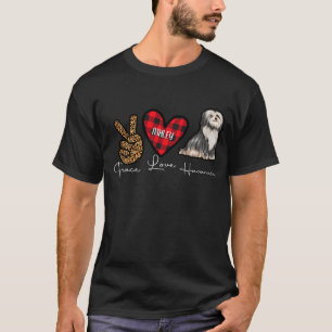 Havanese Plaid Peace Love Cute Dog T-Shirt