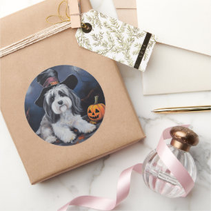 Havanese Pumpkins Halloween Scary Classic Round Sticker