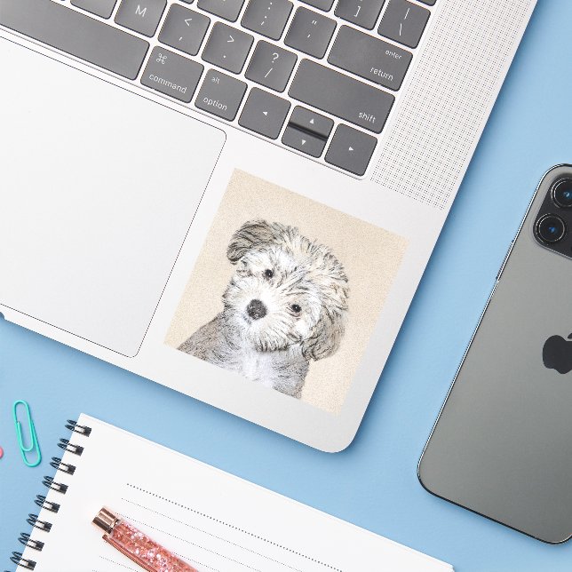 Havanese Puppy Painting - Cute Original Dog Art (Laptop w/ iPhone)