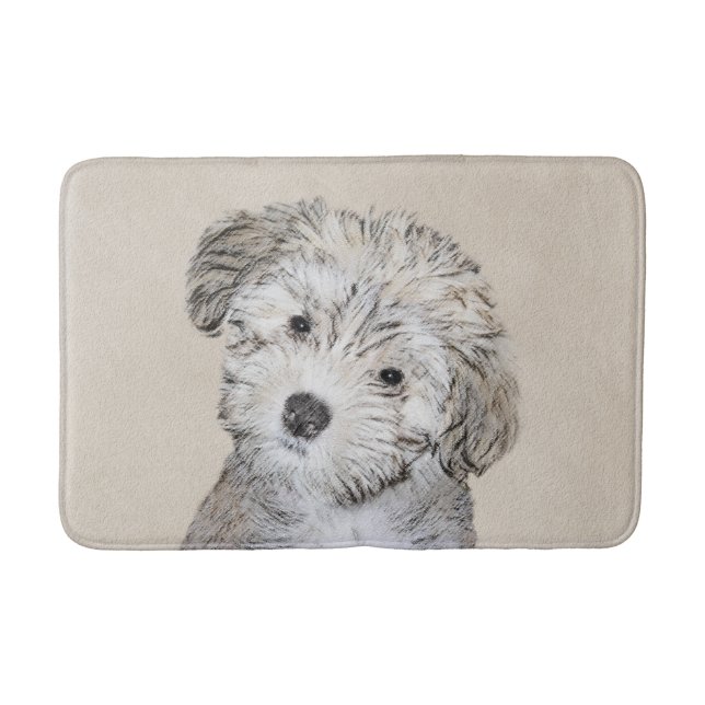 Havanese Puppy Painting - Cute Original Dog Art Bath Mat (Front)