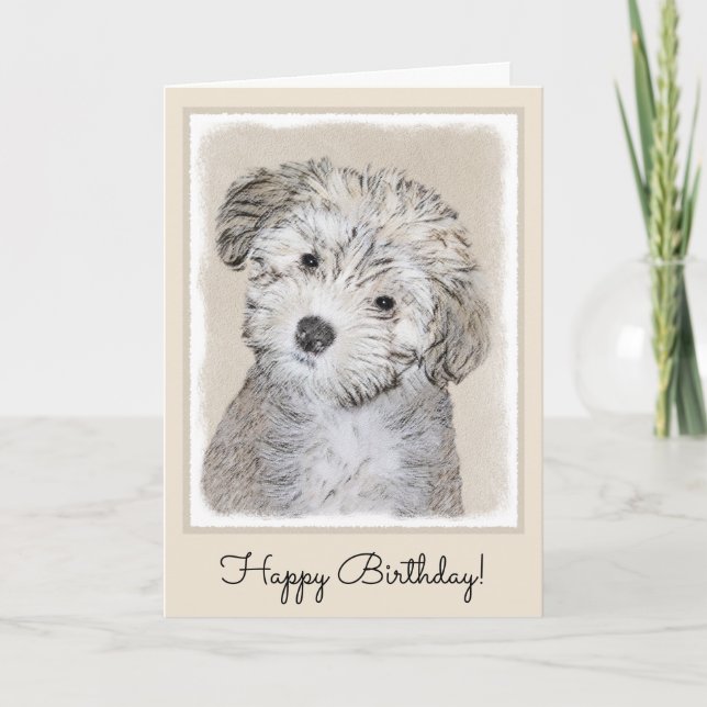 Havanese Puppy Painting - Cute Original Dog Art Card (Front)