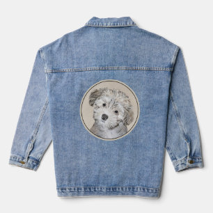 Havanese Puppy Painting - Cute Original Dog Art Denim Jacket