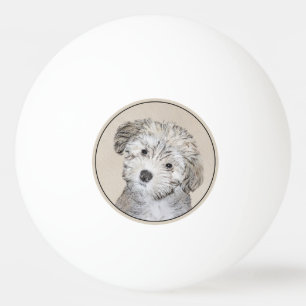 Havanese Puppy Painting - Cute Original Dog Art Ping Pong Ball