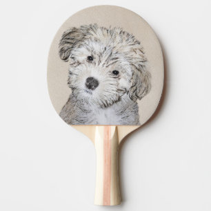 Havanese Puppy Painting - Cute Original Dog Art Ping Pong Paddle