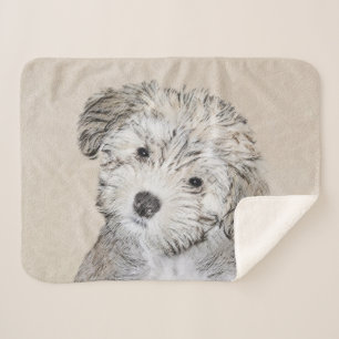 Havanese Puppy Painting - Cute Original Dog Art Sherpa Blanket