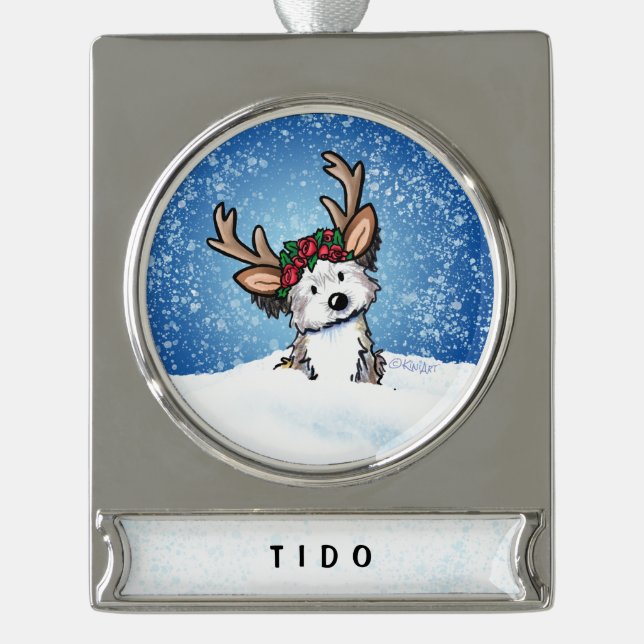 Havanese Reindeer Christmas Ornament (Front)