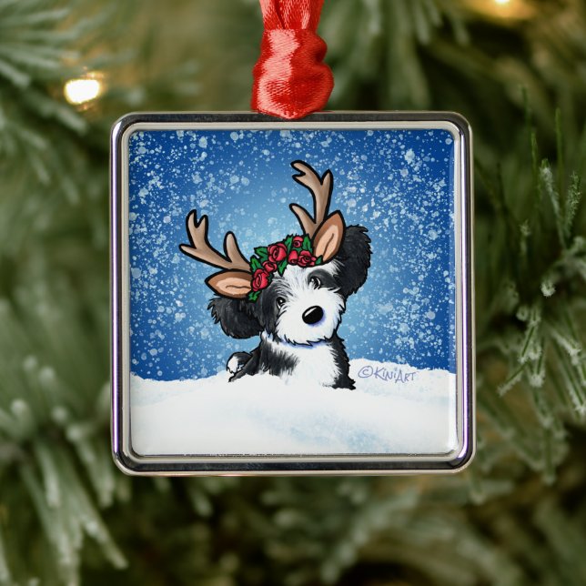 Havanese Reindeer Metal Ornament (Tree)