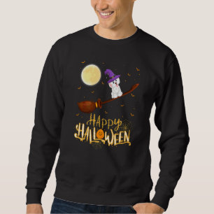 Havanese Ride Witch Shotgun Havanese Dog Halloween Sweatshirt