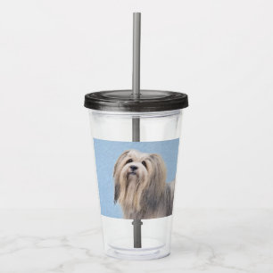 Havanese (Silver) Painting - Cute Original Dog Art Acrylic Tumbler
